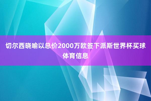 切尔西晓喻以总价2000万欧签下派斯世界杯买球体育信息