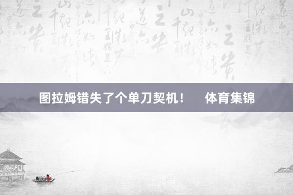 图拉姆错失了个单刀契机！    体育集锦
