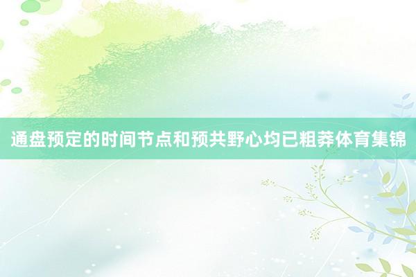 通盘预定的时间节点和预共野心均已粗莽体育集锦