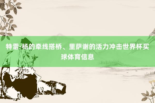 特雷·杨的牵线搭桥、里萨谢的活力冲击世界杯买球体育信息