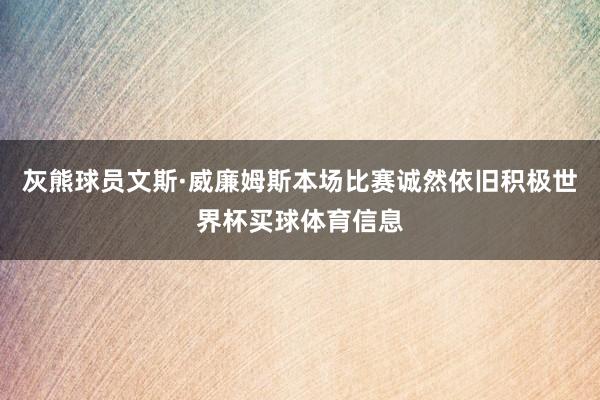 灰熊球员文斯·威廉姆斯本场比赛诚然依旧积极世界杯买球体育信息