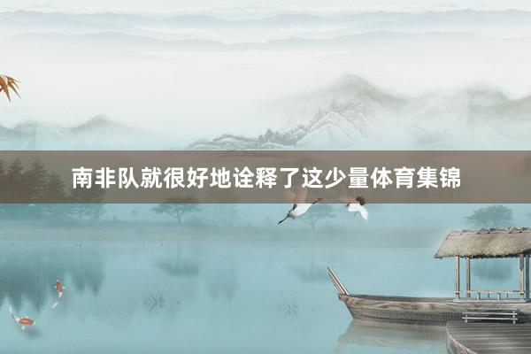 南非队就很好地诠释了这少量体育集锦